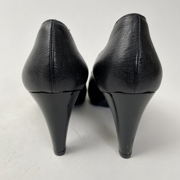 Ron White All Day Heels Black Leather Peeptoe Peep Toe Pumps, Size 39 (8.5) - Picture 6 of 10